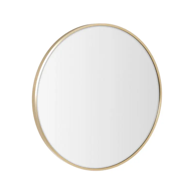 Espejo de pared redondo con marco de aluminio dorado de 60 cm