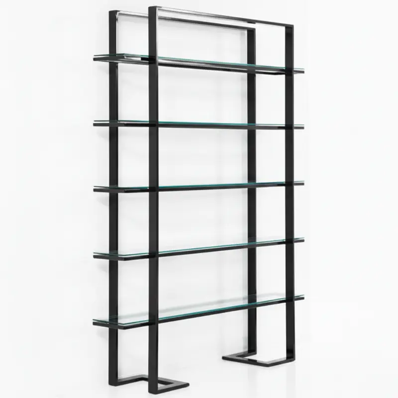 Estantería Acero Negro y Cristal