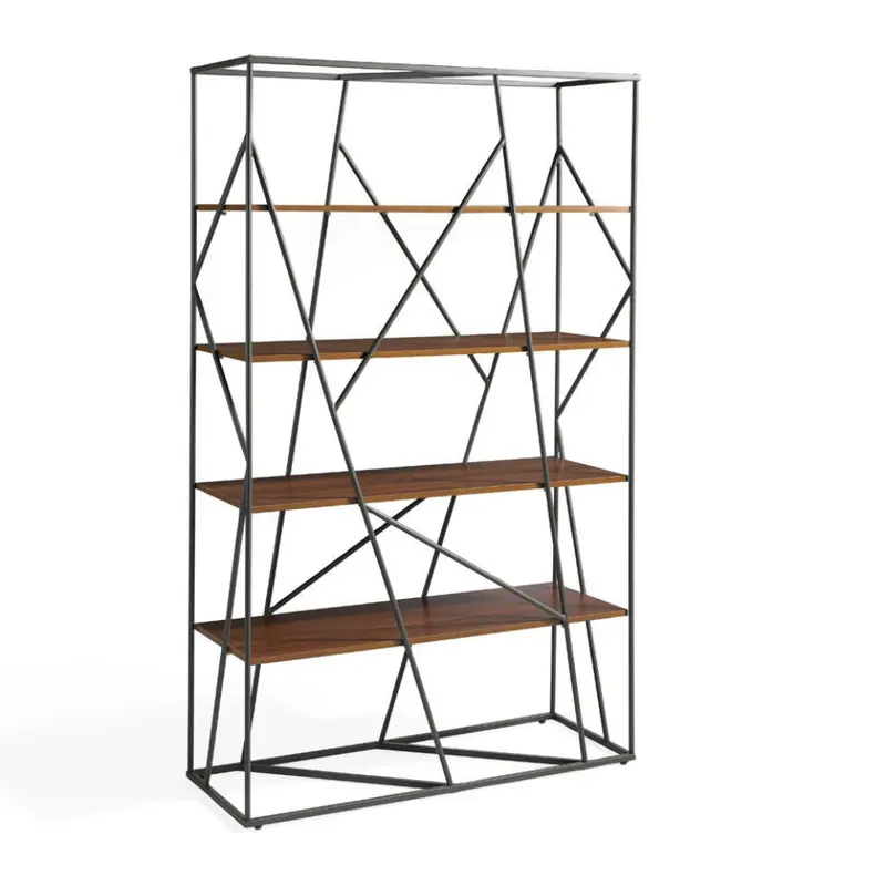 Estantería Acero Negro y MAdera Colección Elegance