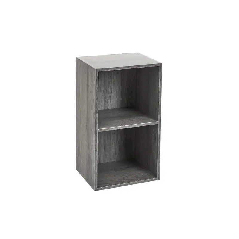 Estantería Cubo con 2 baldas de madera laminada color gris de 54x30x24 cm
