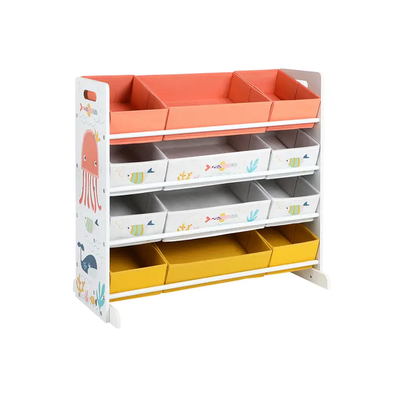 Estantería de Juguetes con 12 Cajas Blanco