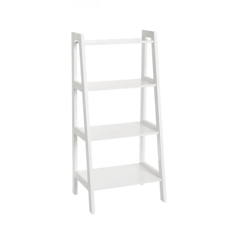 Estantería escalera con 4 estantes de MDF lacado blanco de 43x31x90 cm
