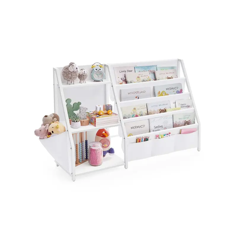 Estantería infantil con bolsillos para juguetes y libros