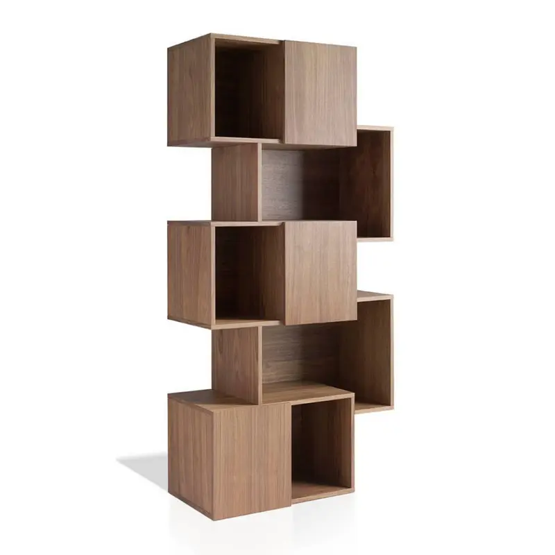 Estantería Madera Chapada Nogal 185cm Colección Elegance