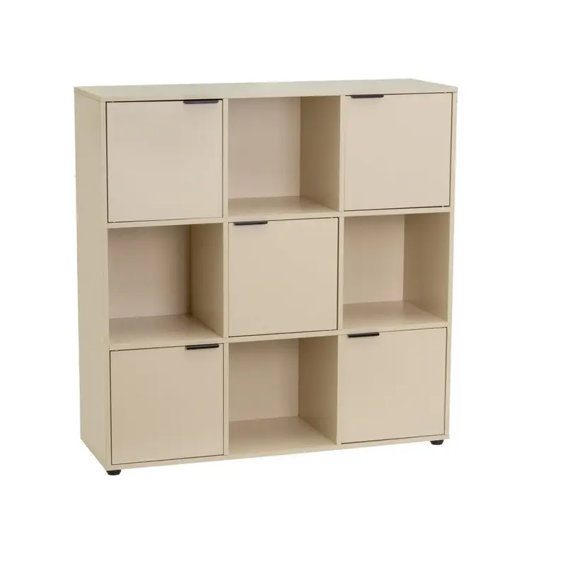 Estantería Mei con 5 puertas beige de 89x29x90 cm en tablero laminado hpl
