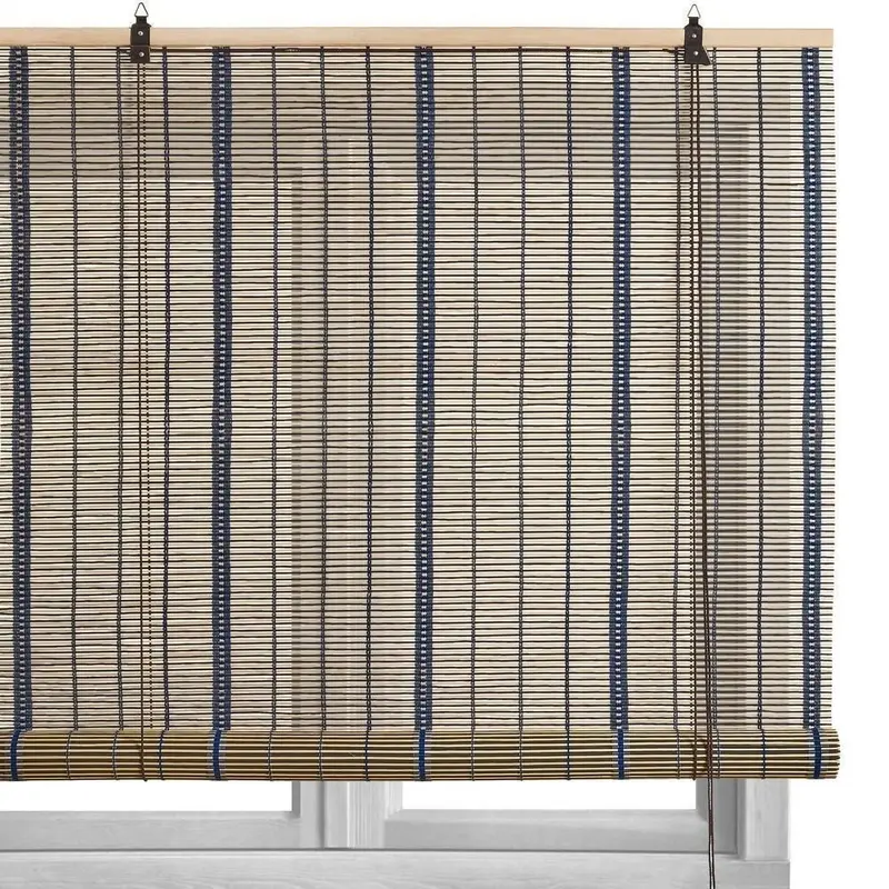 Estor enrollable de láminas azul de bambú de 120x180 cm