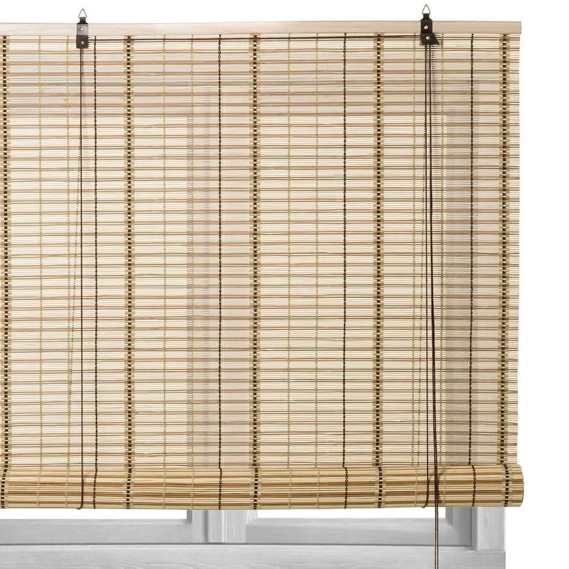 Estor enrollable de varillas de bambú color beige de 160x180 cm