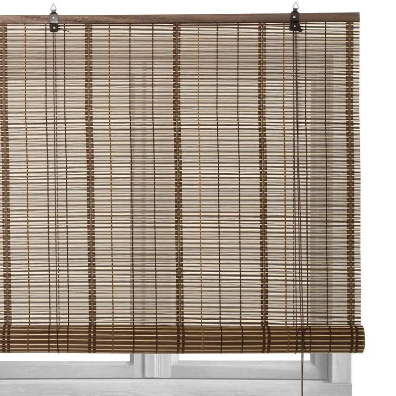 Estor enrollable de varillas de bambú color marrón de 160x180 cm