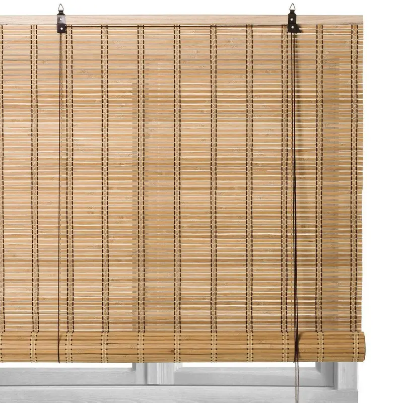 Estor enrollable fabricado en láminas de bambú color natural de 140x250 cm