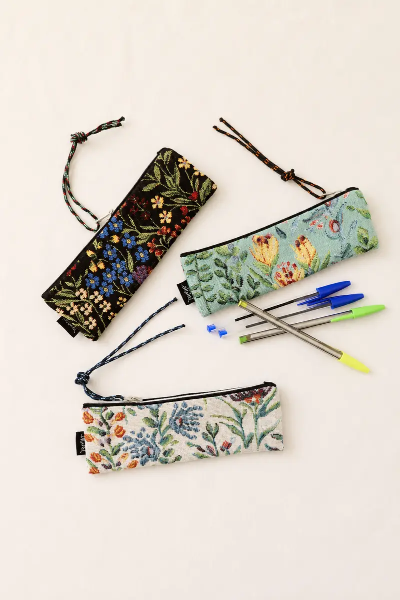 Estuche tejido jacquard flores