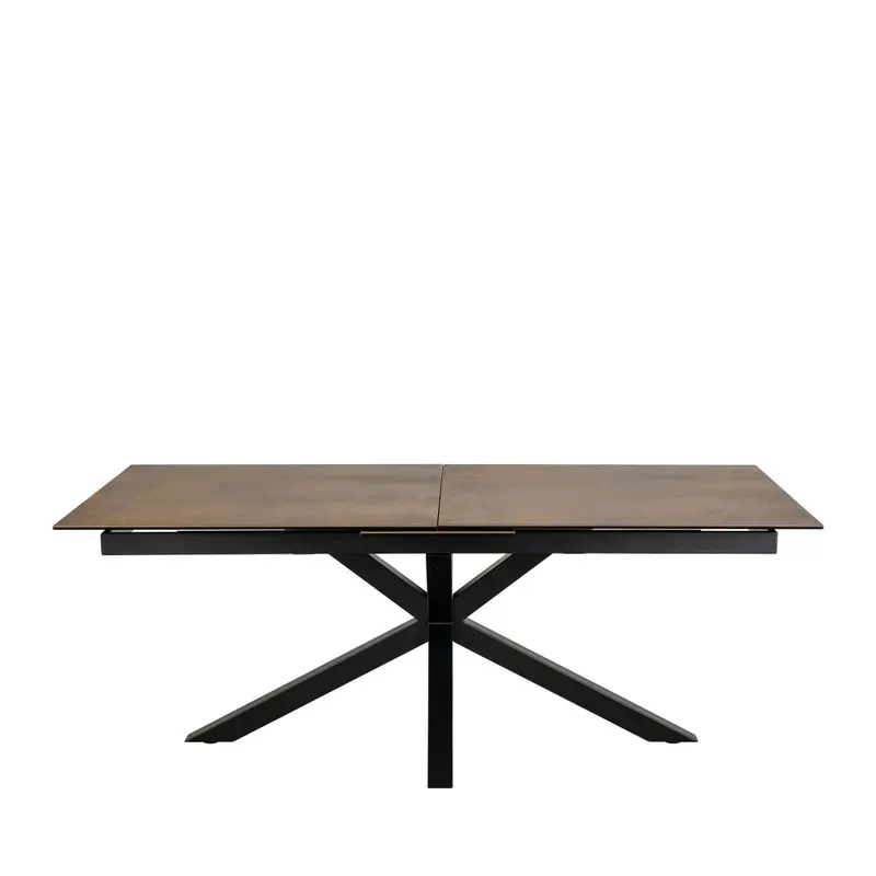 EUREMA - Mesa de comedor extensible de 6 a 12 personas en cerámica y metal 200-240x100cm