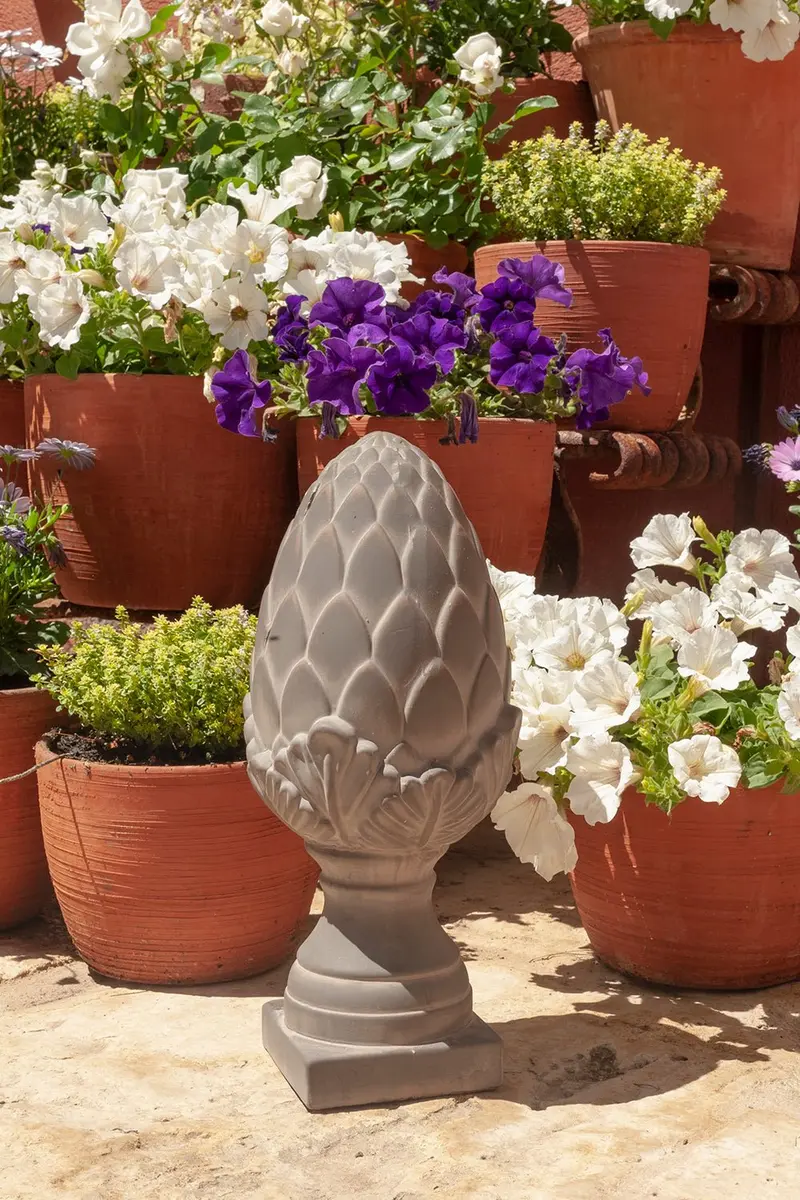Figura Decorativa Con Diseño De Alcachofa Gris Grande