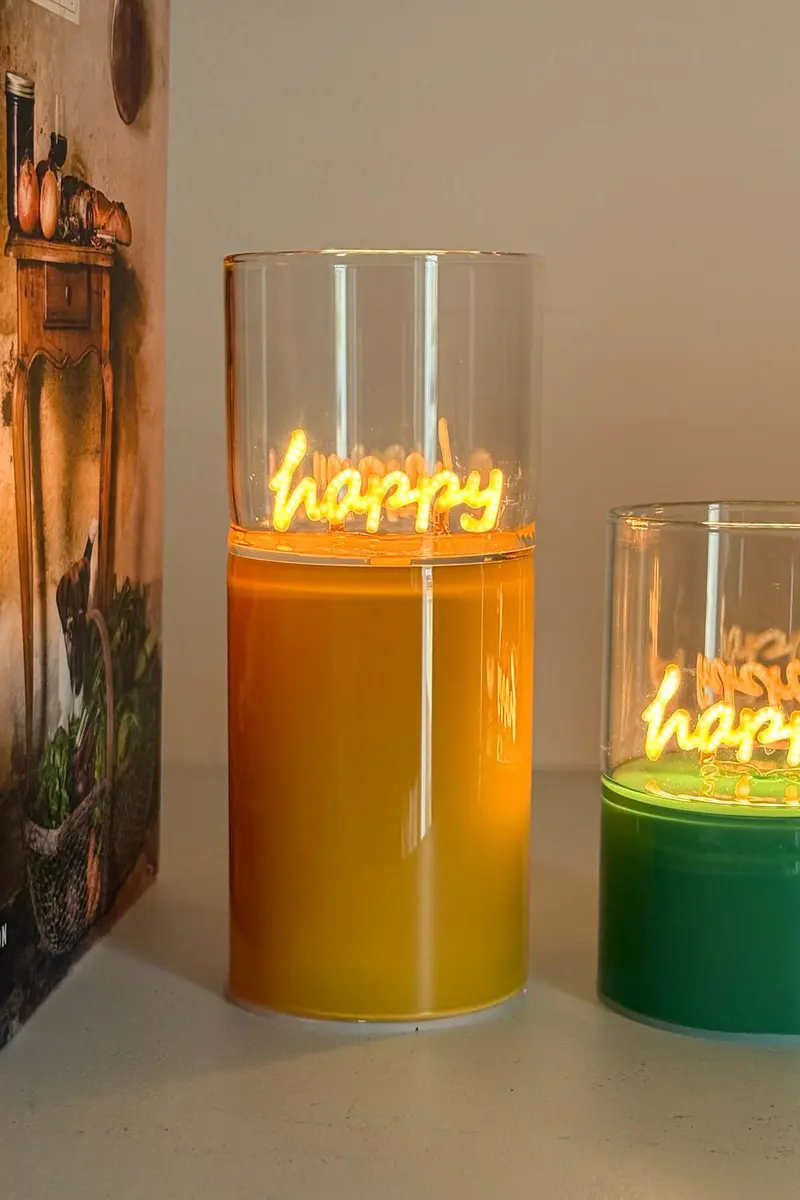 Figura Decorativa De Neón Amarilla "Happy"