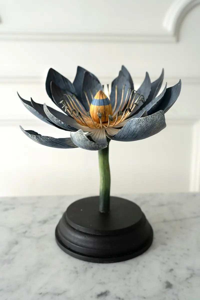 Figura Decorativa Flor De Loto Azul