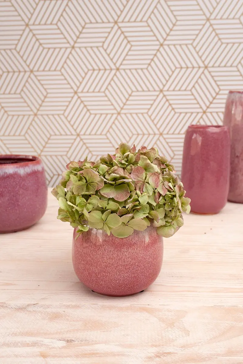 Florero Cerámica Redondo Rosado Pequeño