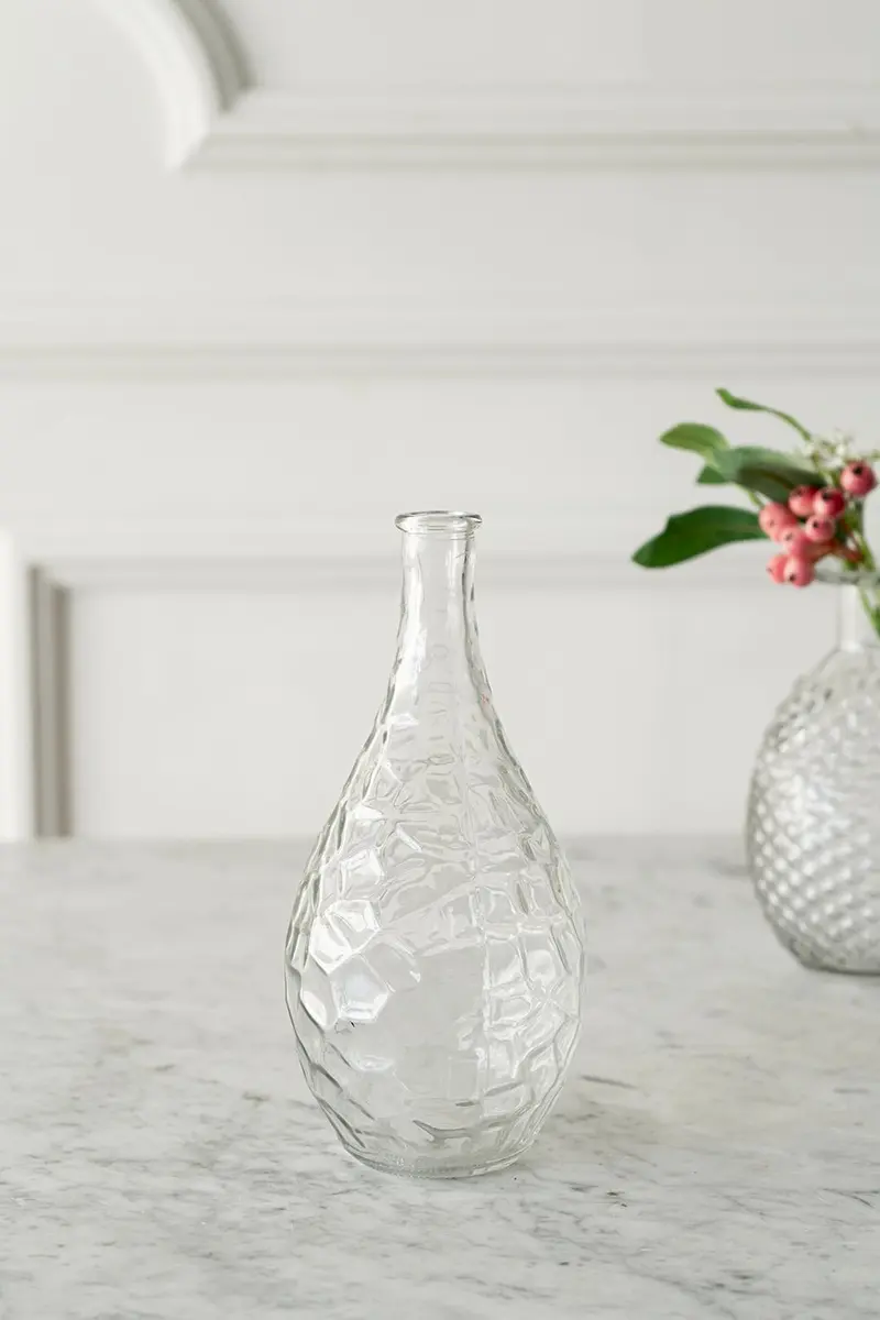 Florero De Cristal En Relieve Transparente