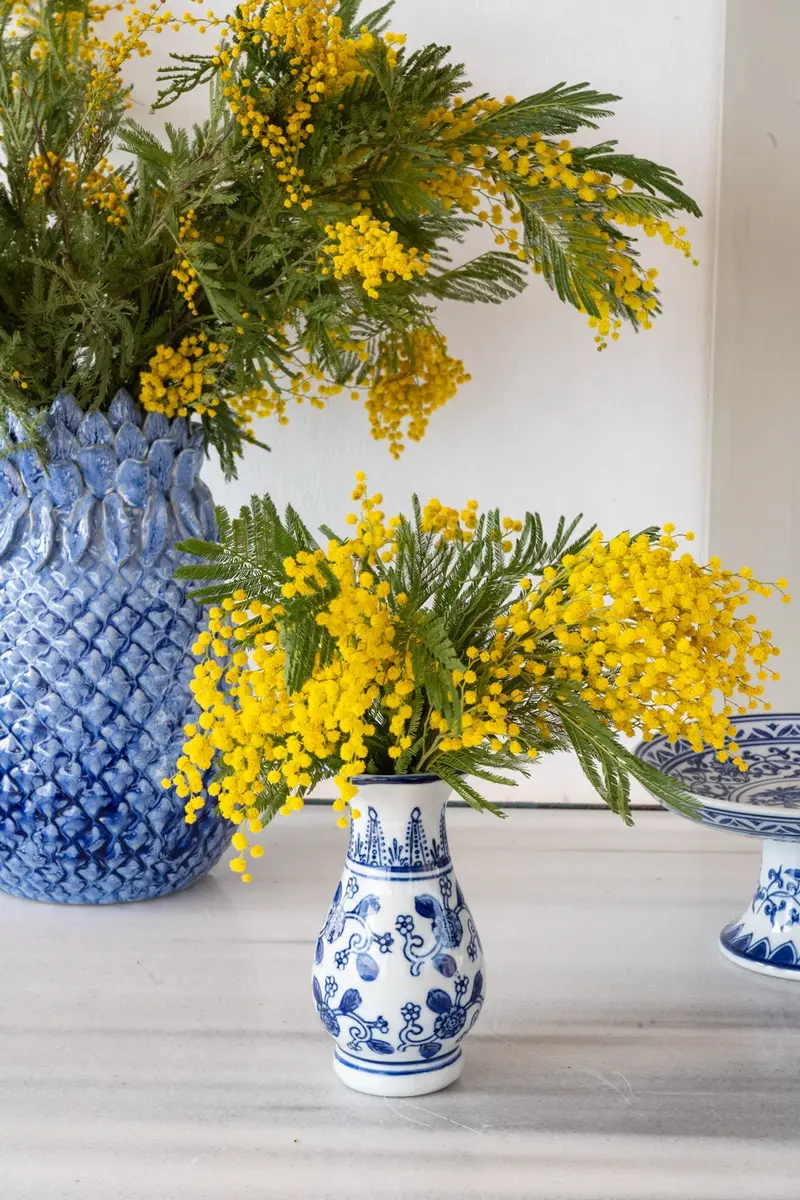Florero De Porcelana Azul Y Blanco Modelo Osaka