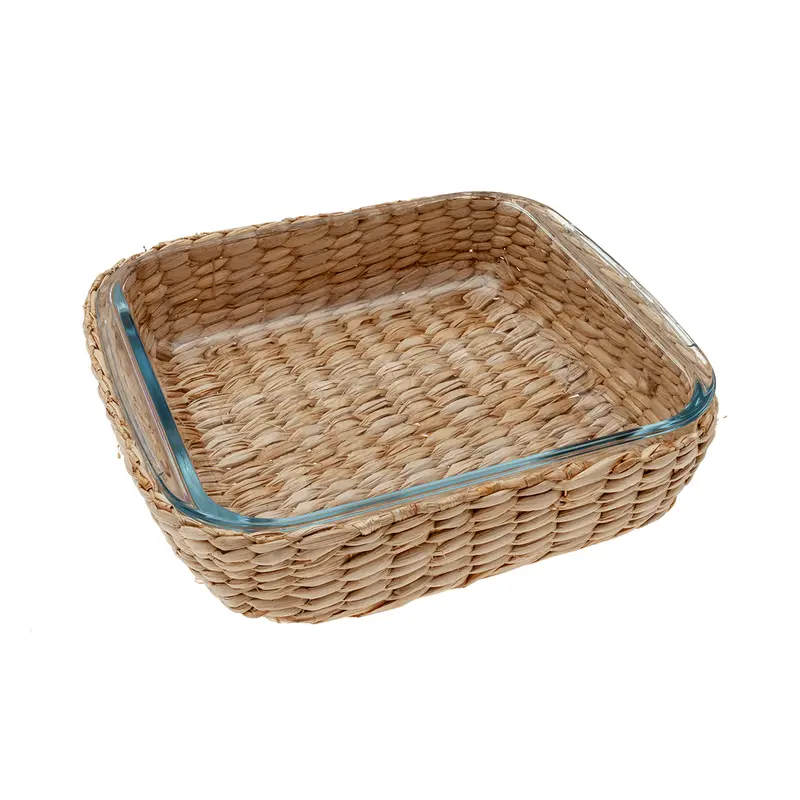 Fuente de Cristal y Fibra Natural 24,5 cm