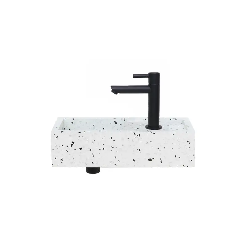 Fuente mini de mármol para baño - Naleya - Terrazzo blanco