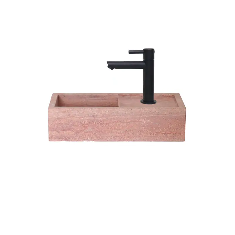 Fuente para lavarse las manos de travertino - Naleya - Travertino Rojo