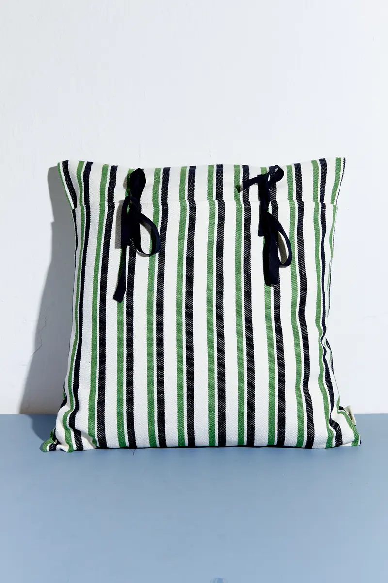 Funda cojín loneta verde y negro 50cmx50cm