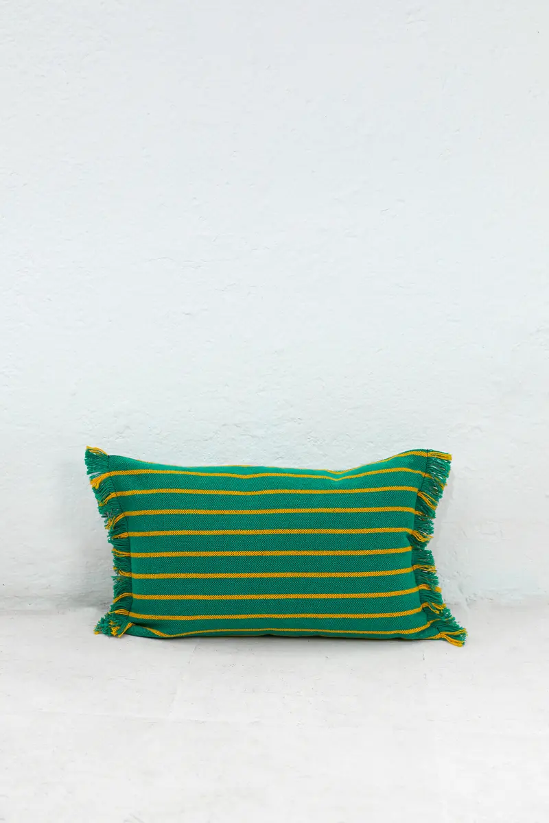 Funda cojín rayas granada verde 30cmx45cm