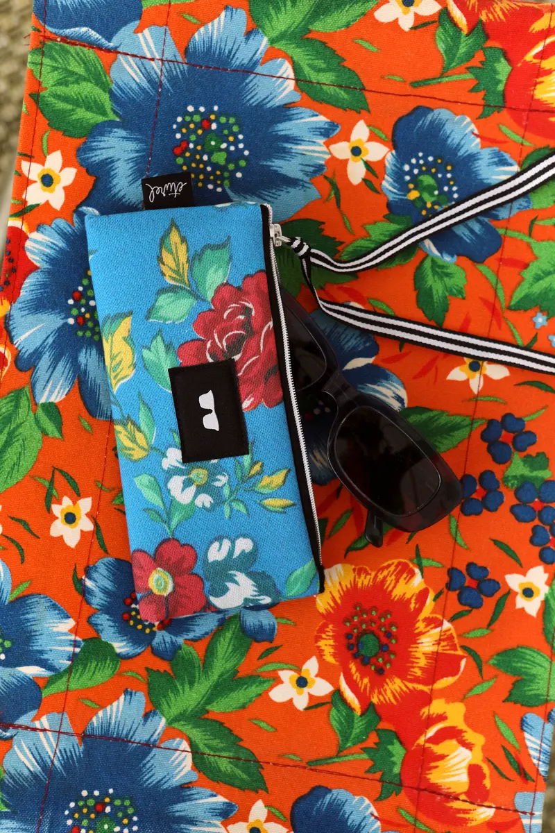 Funda de gafas lona camping flores azul