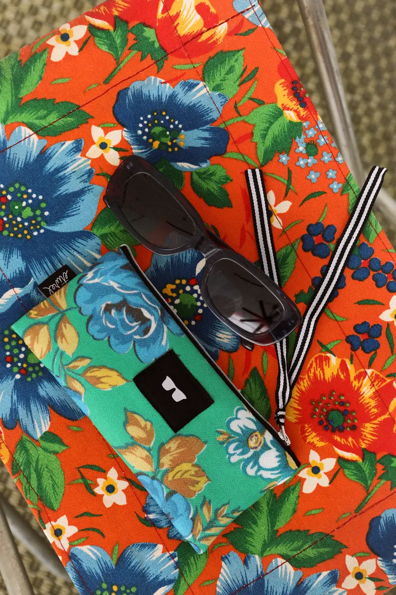 Funda de gafas lona camping flores verde