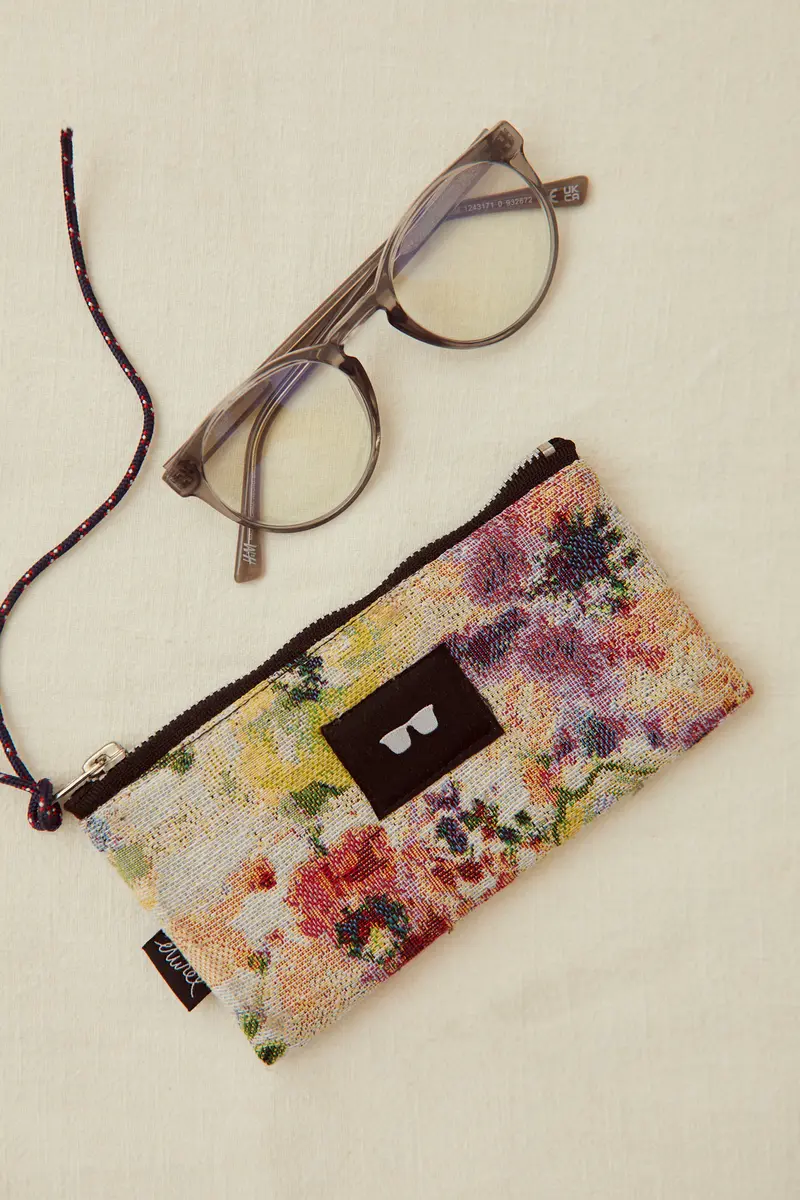 Funda de gafas tejido jacquard flores amapolas
