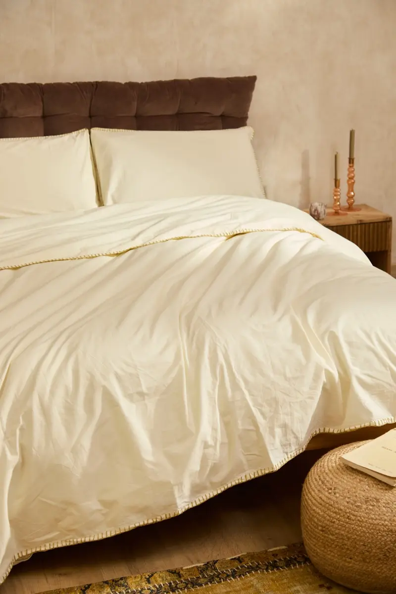 Funda nórdica + juego de almohada con pespunte mostaza Berna