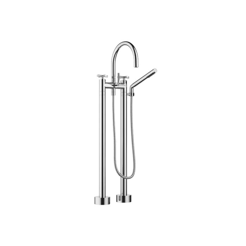 Grifo de bañera con batería de dos orificios para montaje exento con juego de ducha de mano TARA