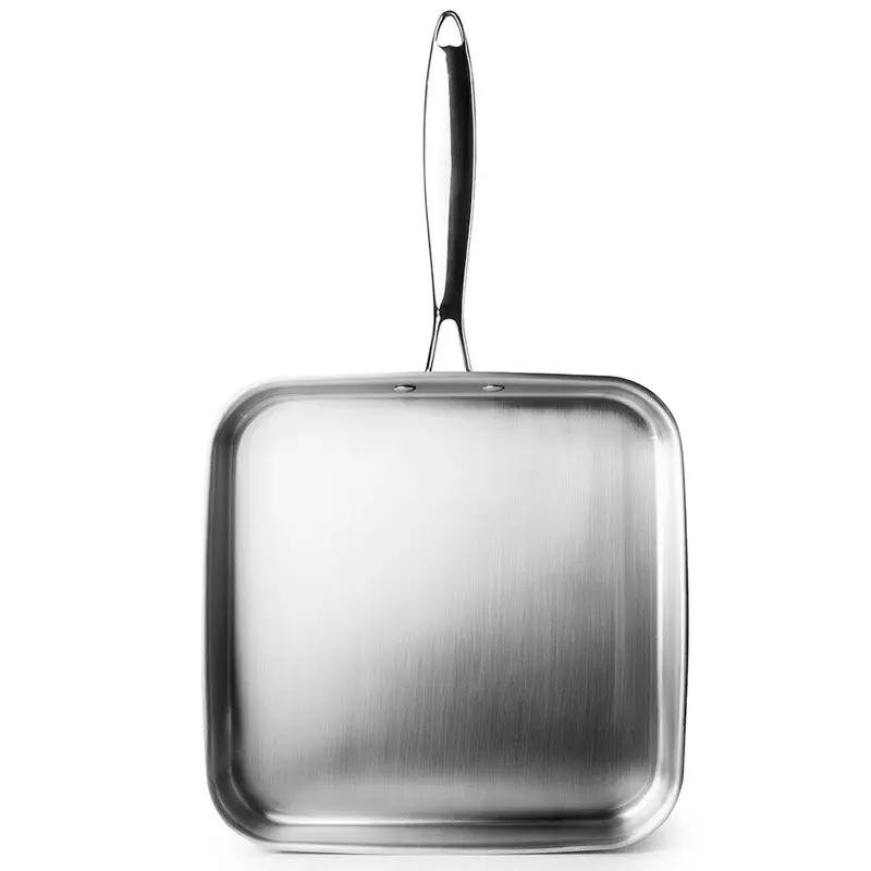 Grill Cuadrado Liso Ibili Triply Natural 28cm — Sin PFAS | Más Superficie | Inducción