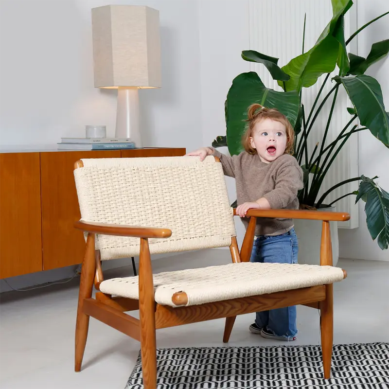 Hobart - Sillón - Madera de teca - Asiento de cuerda tejida
