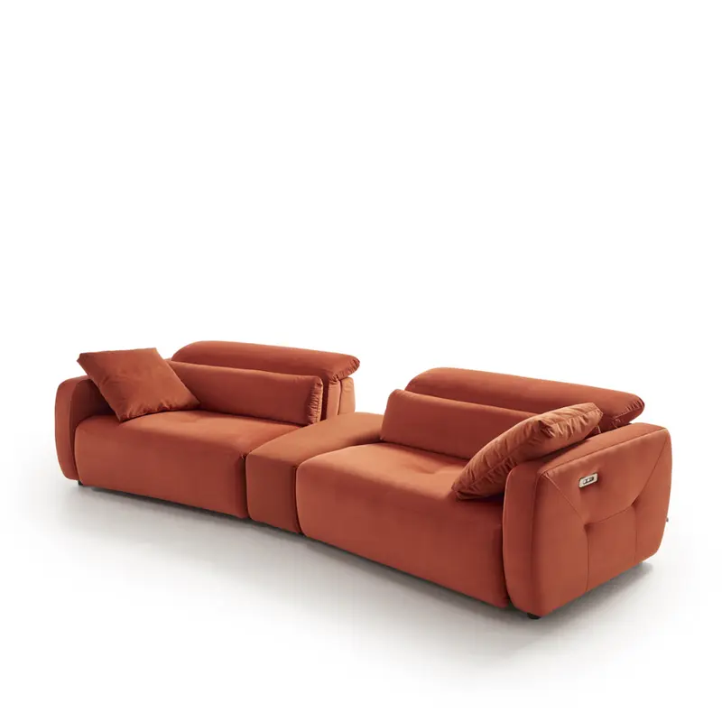 Home cinema con asientos relax modelo BOSSANOVA en tela aterciopelada Aquaclean