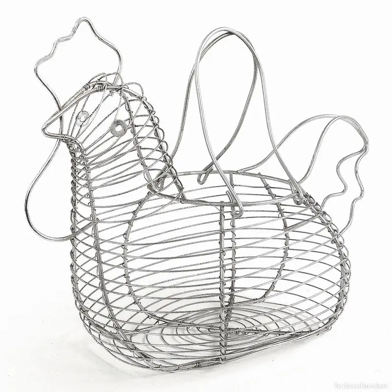 Huevera de diseño vintage en metal cromado plateado de 35x27x18 cm