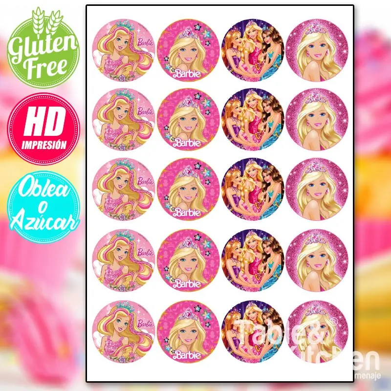 IMPRESIÓN COMESTIBLE PARA GALLETAS BARBIE MODELO 002