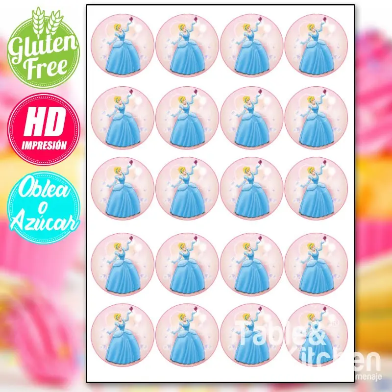 IMPRESIÓN COMESTIBLE PARA GALLETAS CENICIENTA MODELO 002