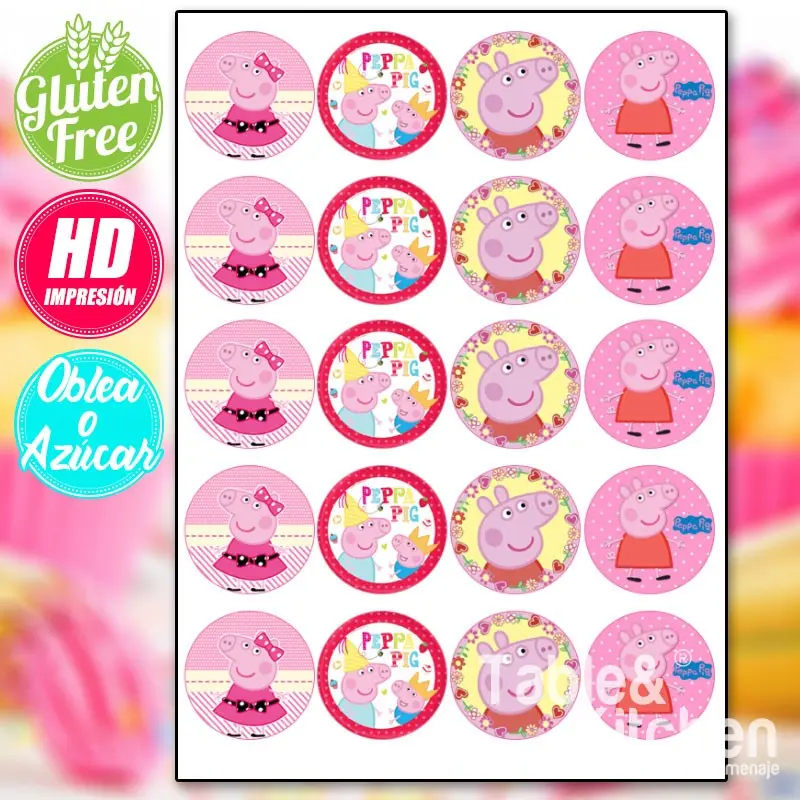 IMPRESIÓN COMESTIBLE PARA GALLETAS PEPPA PIG  MODELO 003