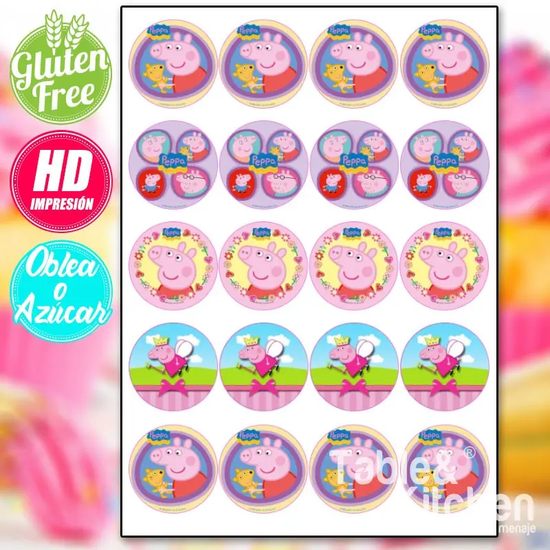 IMPRESIÓN COMESTIBLE PARA GALLETAS PEPPA PIG  MODELO 006