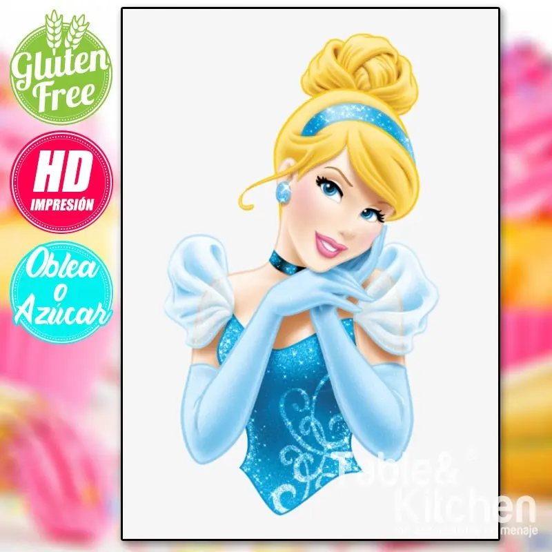 IMPRESIÓN COMESTIBLE PARA TARTA CENICIENTA MODELO 001