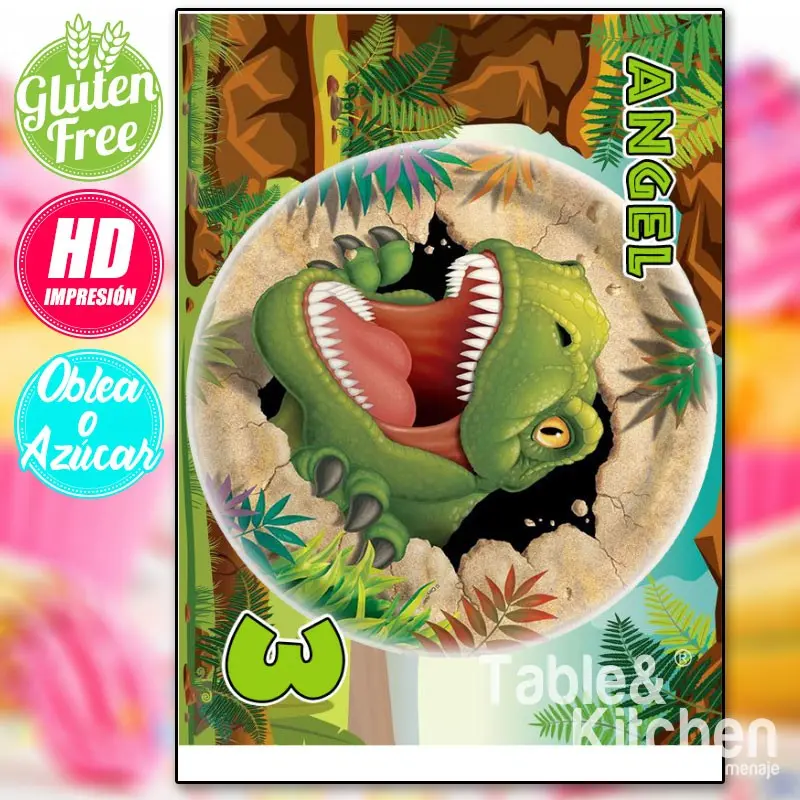 IMPRESIÓN COMESTIBLE PARA TARTA DINOSAURIOS MODELO 002