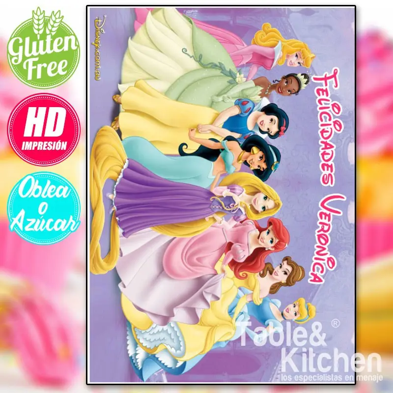 IMPRESIÓN COMESTIBLE PARA TARTA PRINCESAS MODELO 001