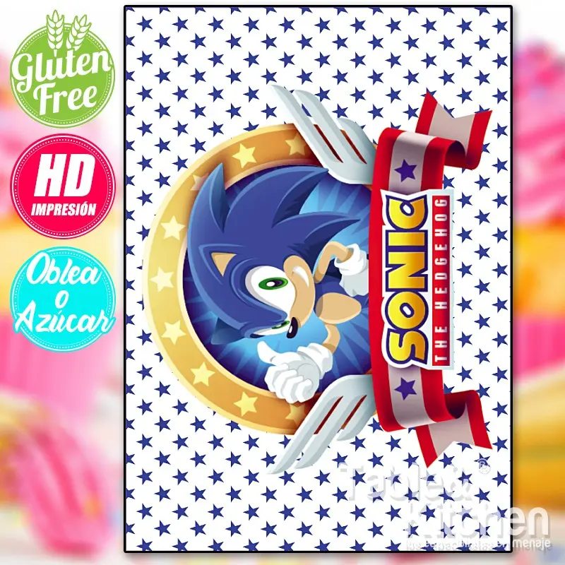 IMPRESIÓN COMESTIBLE PARA TARTA SONIC MODELO 001