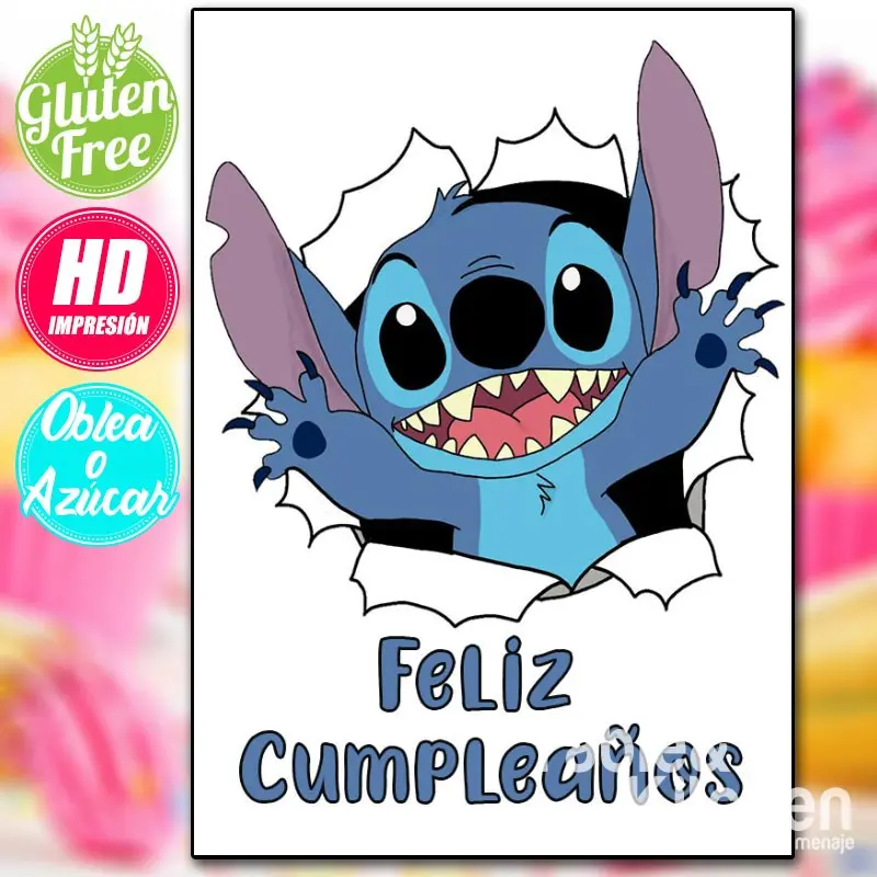 IMPRESIÓN COMESTIBLE PARA TARTA STITCH MODELO 001