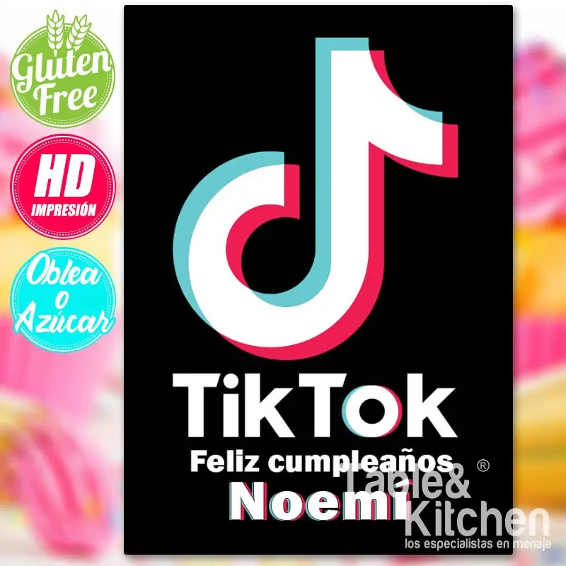 IMPRESIÓN COMESTIBLE PARA TARTA TIKTOK  MODELO 001
