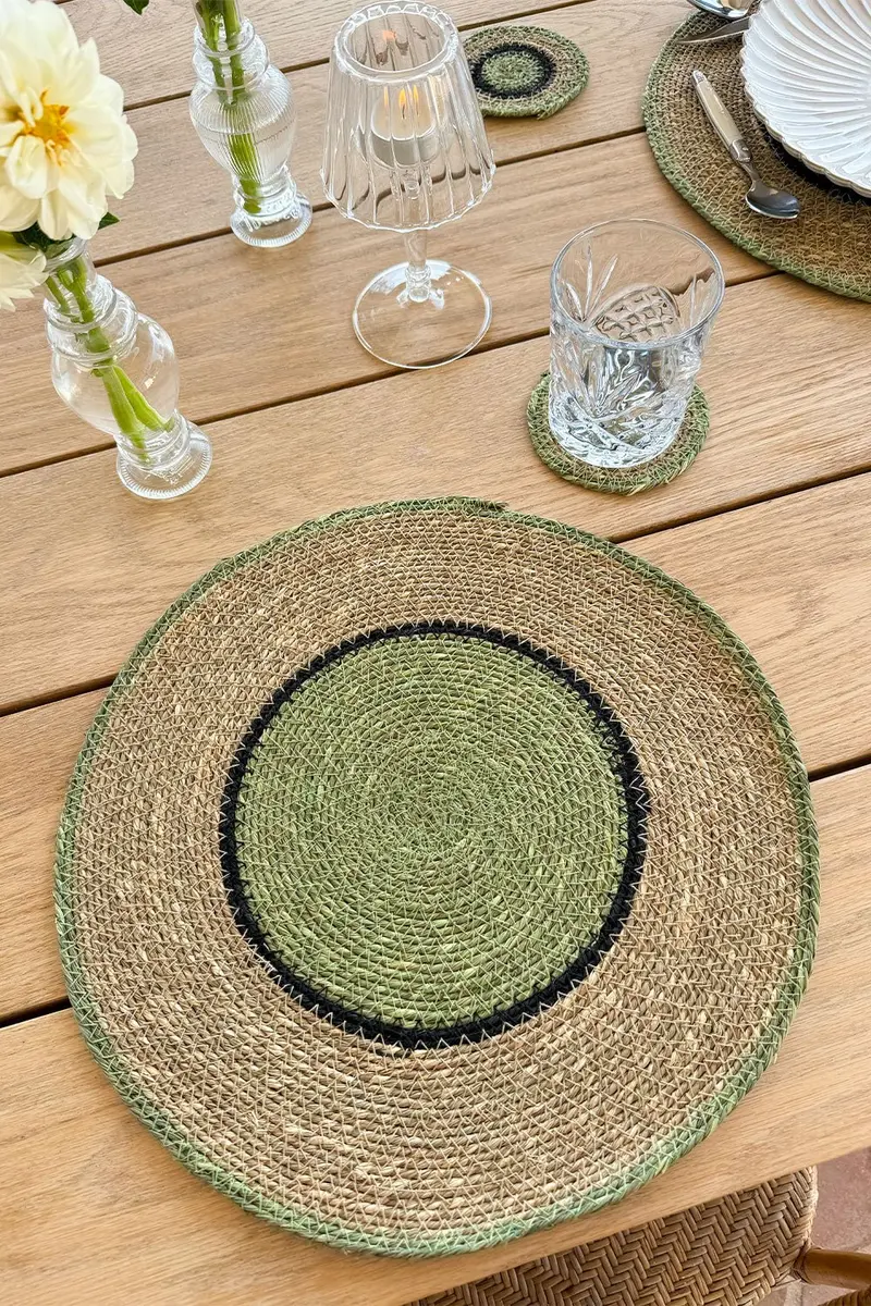 Individual Redondo de Seagrass Beige y Verde