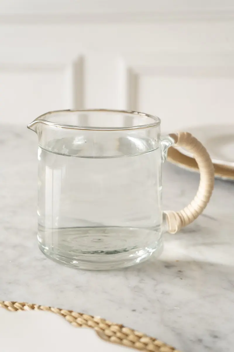 Jarra De Cristal Grande Con Asa De Mimbre