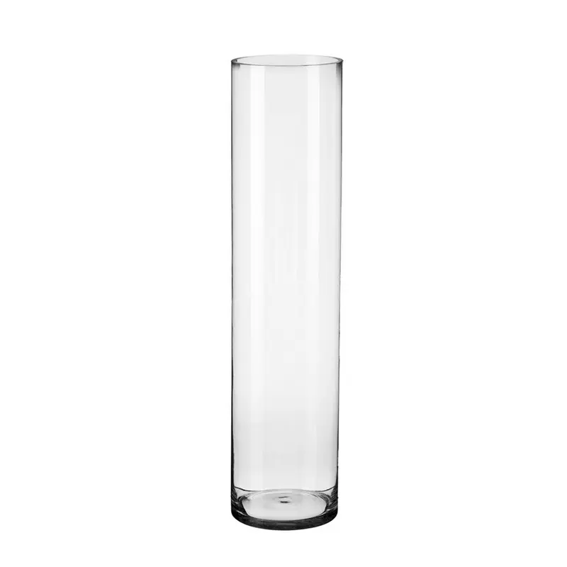 Jarrón cilíndrico de cristal transparente de Ø  15x80 cm