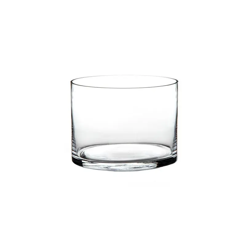 Jarrón cilíndrico de vidrio transparente de Ø 20x15 cm
