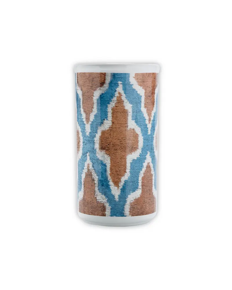 JARRON DE CERAMICA AZUL Y NARANJA